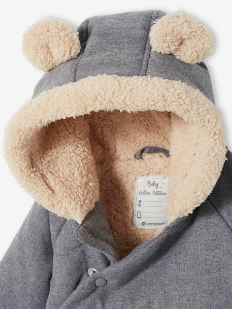 Doudoune asymétrique bébé à capuche gris chiné foncé 6 - vertbaudet enfant 