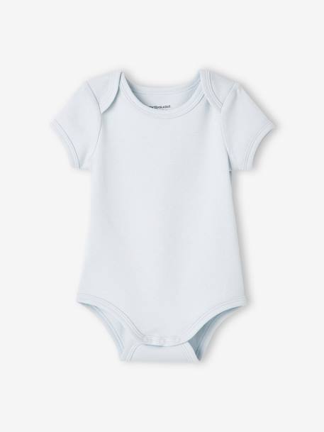 Lot de 7 bodies manches courtes ouverture US bébé BASICS lot bleu 7 - vertbaudet enfant 