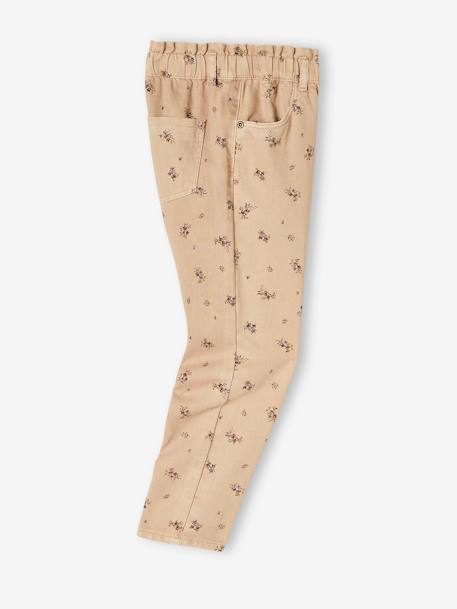 Pantalon style 'paperbag' imprimé fleurs fille beige+bleu 4 - vertbaudet enfant 