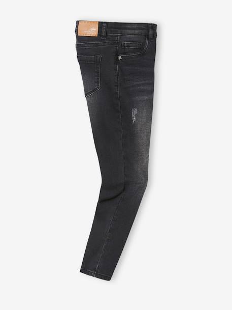 Jean slim MorphologiK 'waterless' fille tour de hanches FIN avec usures Brut+denim black+stone 6 - vertbaudet enfant 