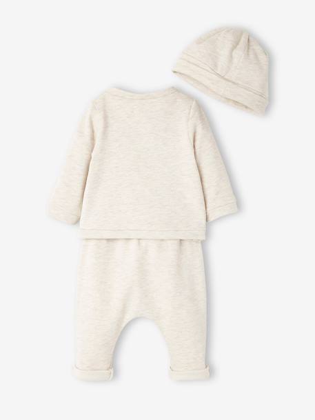 Ensemble bébé 3 pièces en molleton naissance beige chiné+rose poudré 5 - vertbaudet enfant 