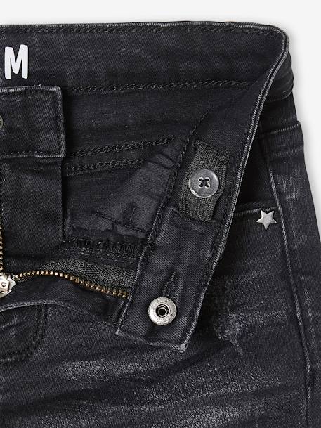 Jean slim MorphologiK 'waterless' fille tour de hanches FIN avec usures Brut+denim black+stone 8 - vertbaudet enfant 