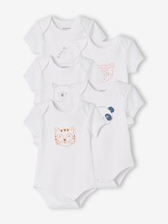 Bébé-Body-Lot de 5 bodies « animaux » bébé naissance ouverture US manches courtes BASICS