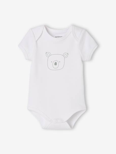 Lot de 5 bodies « animaux » bébé naissance ouverture US manches courtes BASICS lot blanc 4 - vertbaudet enfant 