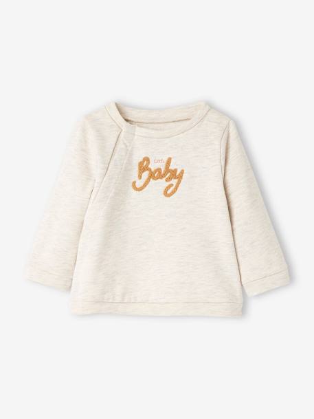 Ensemble bébé 3 pièces en molleton naissance beige chiné+rose poudré 3 - vertbaudet enfant 