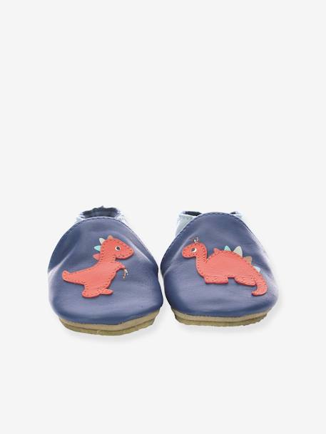 Chaussons cuir souple bébé Dino Time ROBEEZ© marine 7 - vertbaudet enfant 