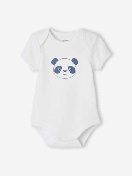 Lot de 5 bodies « animaux » bébé naissance ouverture US manches courtes BASICS lot blanc 3 - vertbaudet enfant 