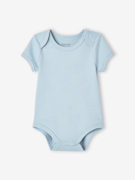 Lot de 7 bodies manches courtes ouverture US bébé BASICS lot bleu 6 - vertbaudet enfant 