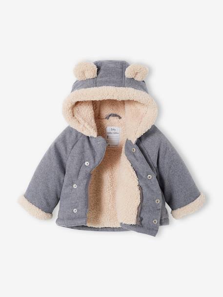 Doudoune asymétrique bébé à capuche gris chiné foncé 2 - vertbaudet enfant 