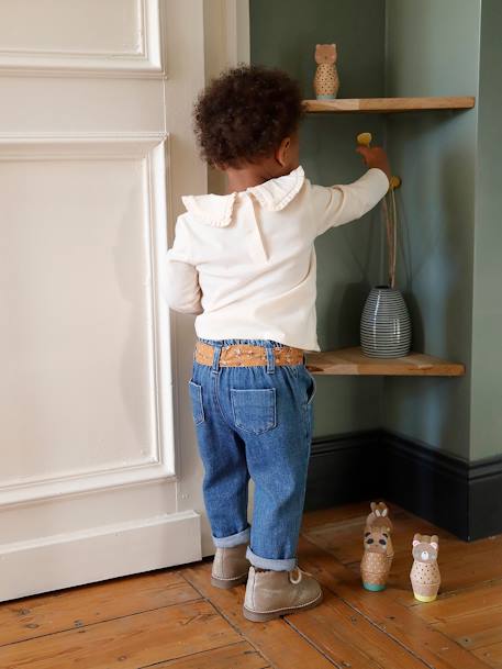 Jean paperbag avec ceinture bébé denim brut+denim stone 10 - vertbaudet enfant 