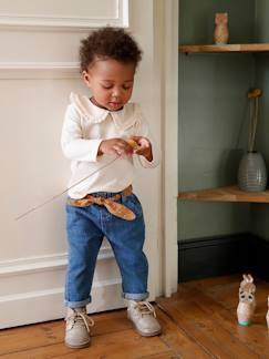 Jean avec ceinture en tissu bébé  - vertbaudet enfant