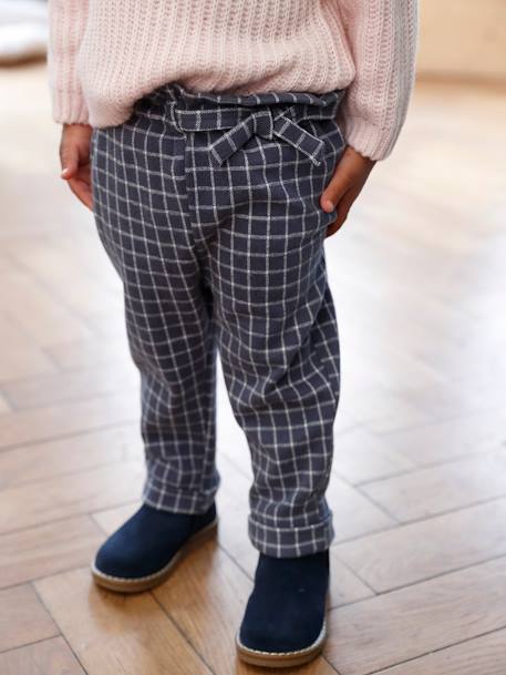 Pantalon en molleton bébé à carreaux carreaux bleu foncé 2 - vertbaudet enfant 