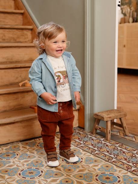 Pantalon bébé velours côtelé marron 1 - vertbaudet enfant 