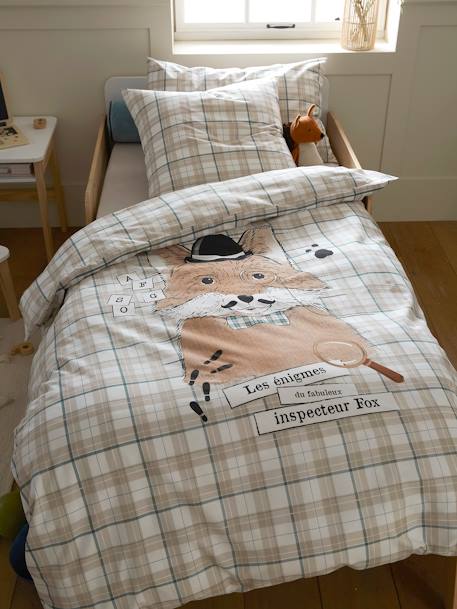 Parure housse de couette + taie d'oreiller enfant DANDY FOX beige 6 - vertbaudet enfant 