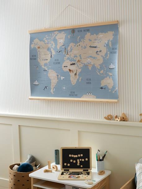 Tableau planisphère coloré pour enfant : carte du monde déco