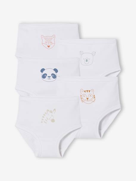 Lot de 5 culottes bébé pur coton spécial couches BASICS lot blanc 1 - vertbaudet enfant 