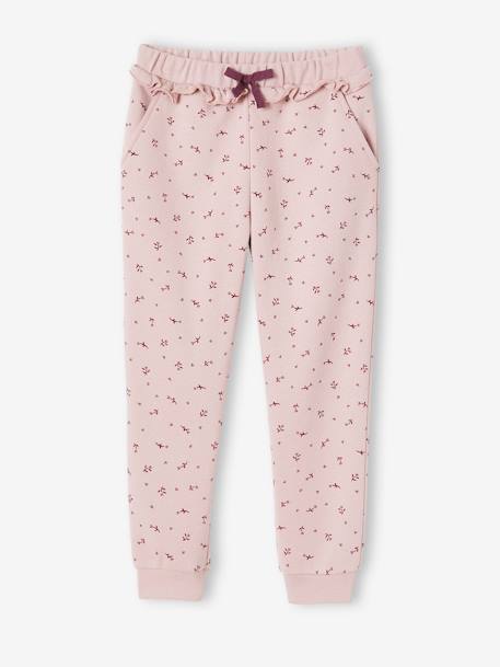 Pantalon jogging volanté fille imprimé fleurs bleu imprimé+rose 4 - vertbaudet enfant 