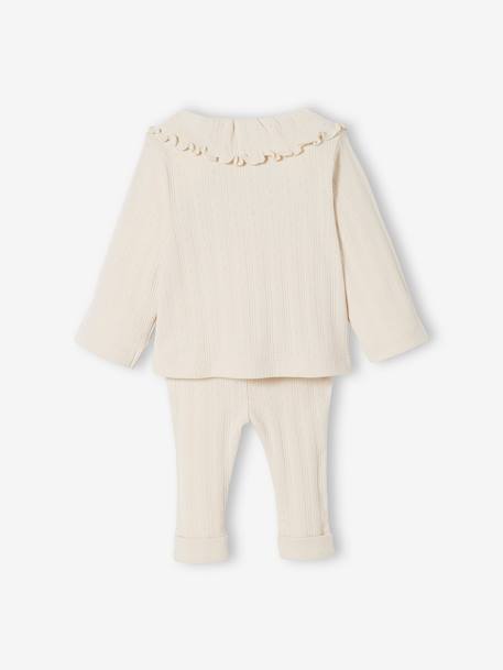 Ensemble en maille pointelle T-shirt et pantalon bébé sable 5 - vertbaudet enfant 