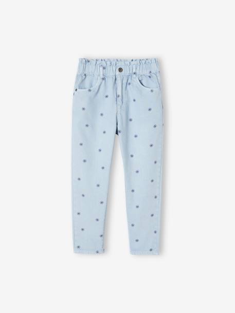 Pantalon style 'paperbag' imprimé fleurs fille beige+bleu 9 - vertbaudet enfant 