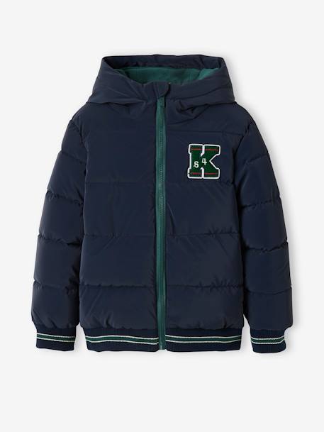 Doudoune collège doublée polaire garçon avec badge poitrine dark bleu indigo 1 - vertbaudet enfant 