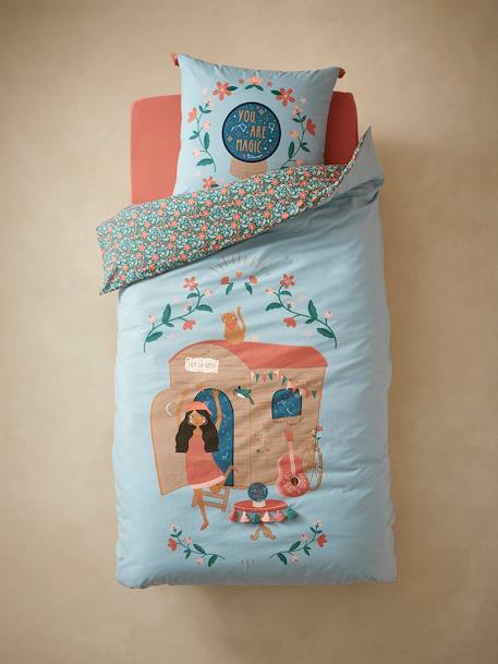 Parure housse de couette + taie d'oreiller enfant GIPSY ROULOTTE bleu 2 - vertbaudet enfant 