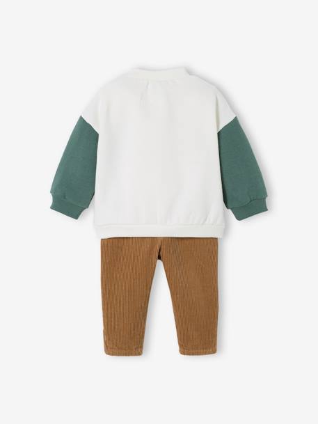 Ensemble bébé sweat en molleton + pantalon en velours ivoire+vanille 5 - vertbaudet enfant 