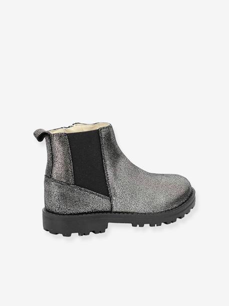 Boots cuir fille Groofit KICKERS® gris+noir 2 - vertbaudet enfant 