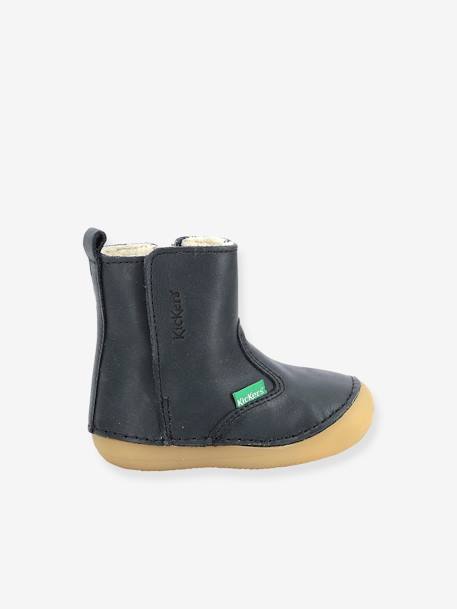 Boots fourrées cuir bébé garçon Socool Cho KICKERS® 1ers pas camel+marine 13 - vertbaudet enfant 