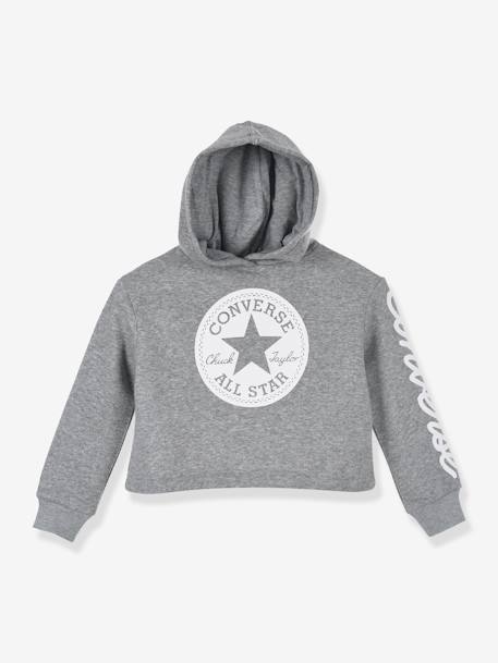 Sweat à capuche Chuck Patch Cropped Hoodie CONVERSE gris+rose 3 - vertbaudet enfant 