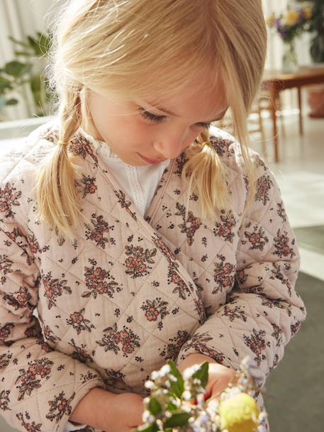 Veste matelassée imprimée fleurs fille LIGHT BEIGE PRINT 8 - vertbaudet enfant 