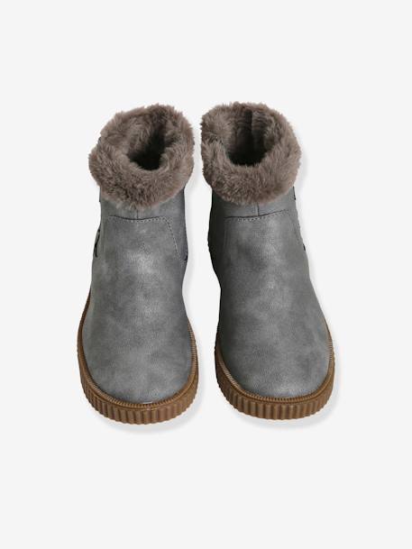 Boots fantaisie fourrés fille gris clair 4 - vertbaudet enfant 