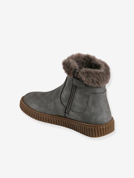 Boots fantaisie fourrés fille gris clair 3 - vertbaudet enfant 