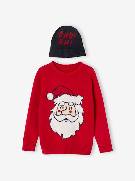 Coffret noël pull ludique et bonnet garçon rouge 6 - vertbaudet enfant 