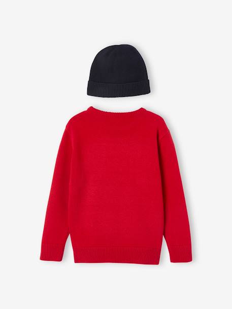 Coffret noël pull ludique et bonnet garçon rouge 3 - vertbaudet enfant 