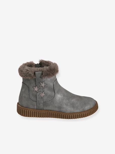 Boots fantaisie fourrés fille gris clair 2 - vertbaudet enfant 