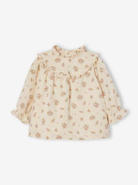 Robe en gaze de coton bébé avec bloomer beige imprimé 4 - vertbaudet enfant 