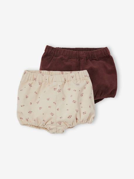 Lot de 2 bloomers bébé fille en velours Bordeaux/Beige AOP 1 - vertbaudet enfant 