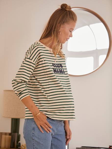 T-shirt marinière grossesse et allaitement caramel+Vert rayé blanc 11 - vertbaudet enfant 