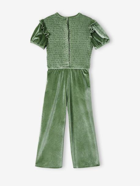 Combinaison à smocks en velours pailleté fille vert sauge 3 - vertbaudet enfant 