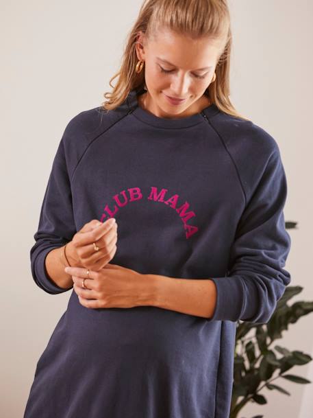 Robe-sweat courte à message grossesse et allaitement Bleu marine 6 - vertbaudet enfant 