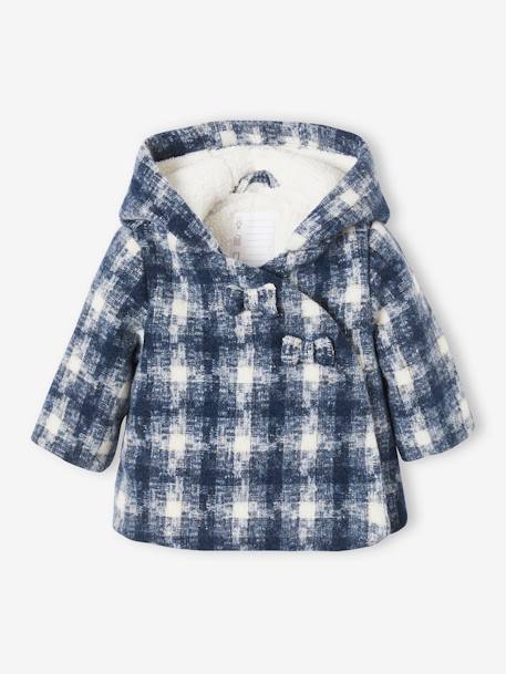 Manteau à carreaux bébé ouverture croisée carreaux bleu foncé 1 - vertbaudet enfant 