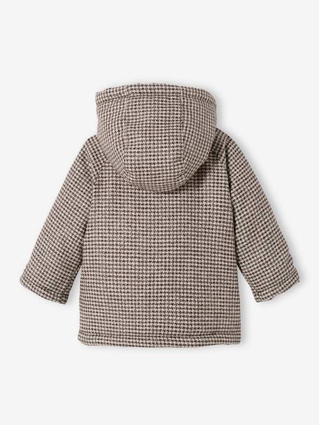 Manteau à capuche pied de puce bébé doublé imitation fourrure carreaux marron 4 - vertbaudet enfant 