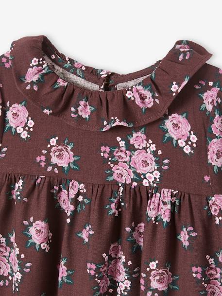 Robe à collerette imprimée fleurs fille dark prune imprimé 5 - vertbaudet enfant 