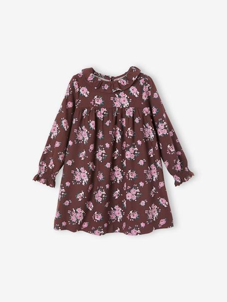 Robe à collerette imprimée fleurs fille dark prune imprimé 3 - vertbaudet enfant 