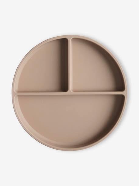 Assiette compartimentée MUSHIE en silicone beige+gris+rose blush 1 - vertbaudet enfant 