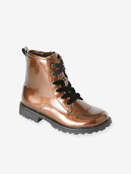 Bottines fille à lacets bronze+noir avec étoile paillette 2 - vertbaudet enfant 