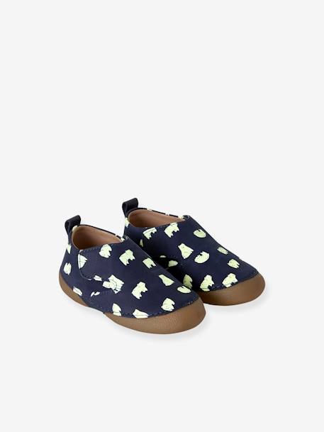 Chaussons scratchés bébé en cuir détails phosphorescents marine imprimé 2 - vertbaudet enfant 