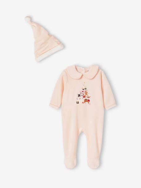 Dors-bien bébé fille Noël et bonnet en velours rose pâle 7 - vertbaudet enfant 