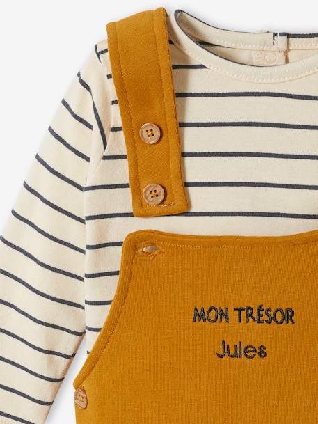 Ensemble bébé T-shirt et salopette en molleton personnalisable caramel+gris chiné 8 - vertbaudet enfant 