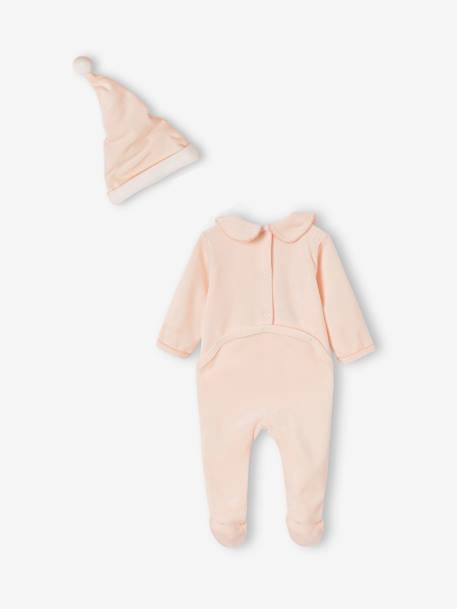 Dors-bien bébé fille Noël et bonnet en velours rose pâle 3 - vertbaudet enfant 